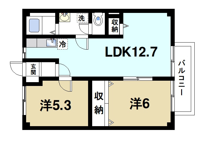 クレアール２１の間取り|2LDKの間取り