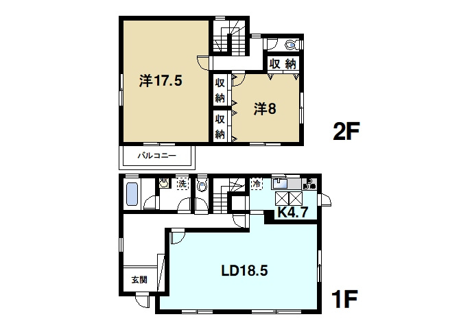桜が丘2丁目一戸建賃貸住宅の間取り|2LDKの間取りです