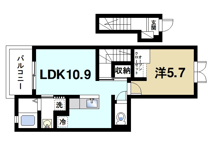 エレガンテの間取り|広々とした1LDKです