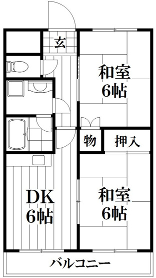 【間取り】 | コーポ泰山 | 反転タイプ
