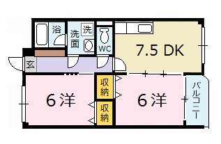 広島市安佐北区口田４丁目の賃貸マンションの間取り