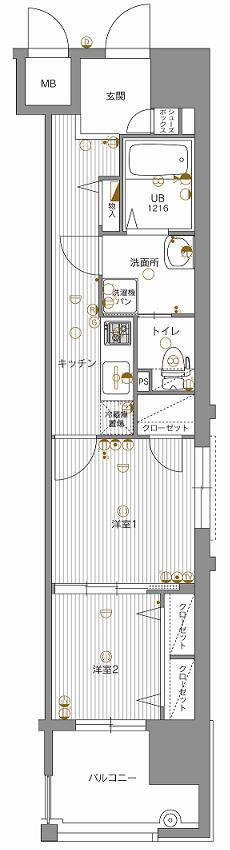 エンクレスト渡辺通Ⅱの間取り|エンクレスト渡辺通Ⅱ（2K）　間取り