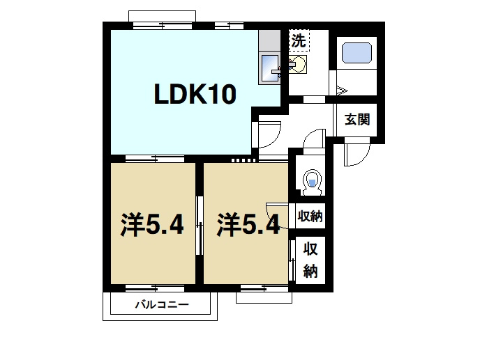 グリーンコーポ　Ａ・Ｂの間取り|2LDKの間取り
