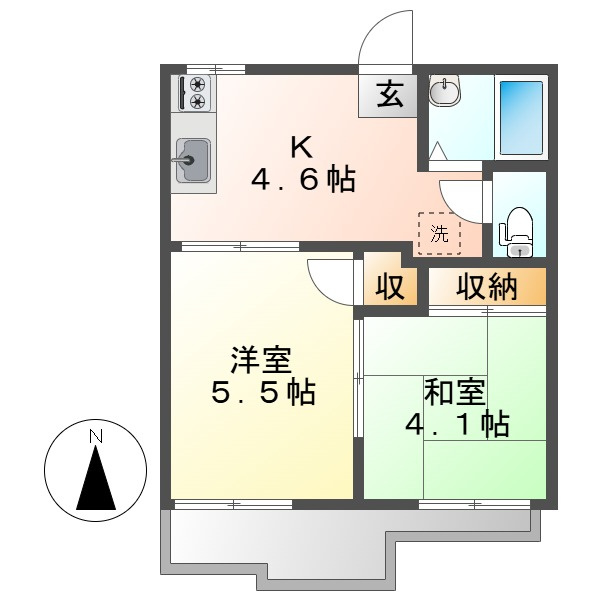 ハイツあかねＡの間取り