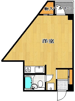 【間取り】 | グラン大誠 | ワンルームタイプのお部屋の間取りになります。