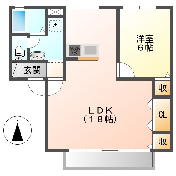 倉敷市白楽町のアパートの間取り