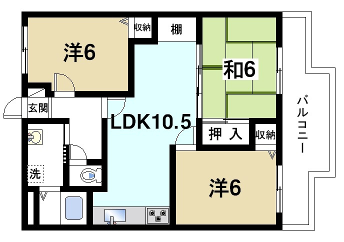 ダルバールやまとの間取り|3LDKの間取りです