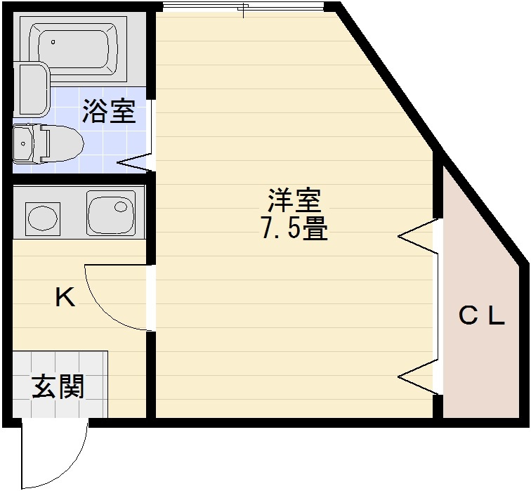 コンフォート本町の間取り|柏原市　1K