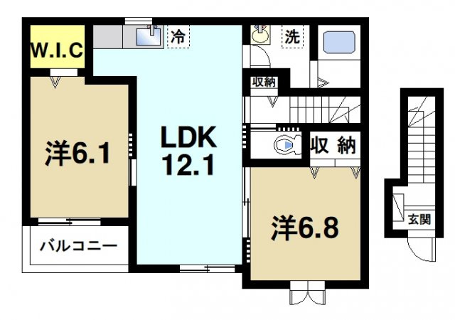 グランツコート大門西の間取り|2LDKの間取りです