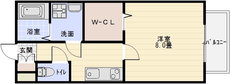 ドリーム葉月六番館の間取り|柏原市玉手町　1K