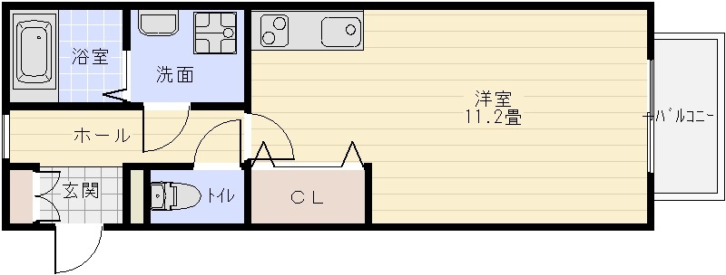 ドリーム葉月六番館の間取り|柏原市玉手町　ワンルーム