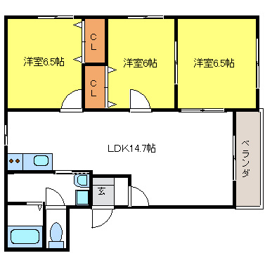 サンライズ住吉の間取り|オールフローリングの３ＬＤＫ！
