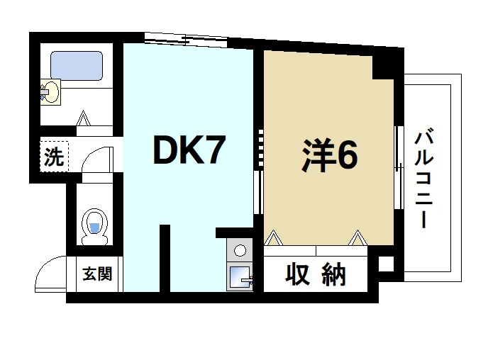パストラル生駒の間取り|風呂トイレ別の間取りです