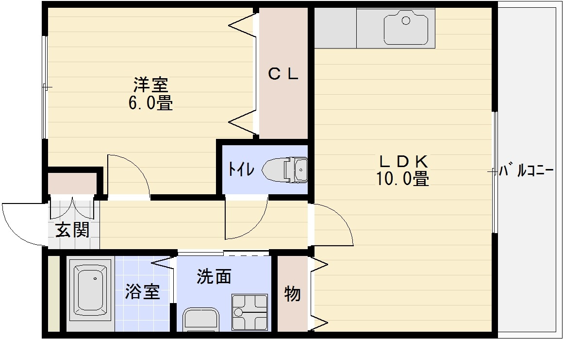 パソヘンテの間取り|パソヘンテ　柏原市　円明町　1LDK