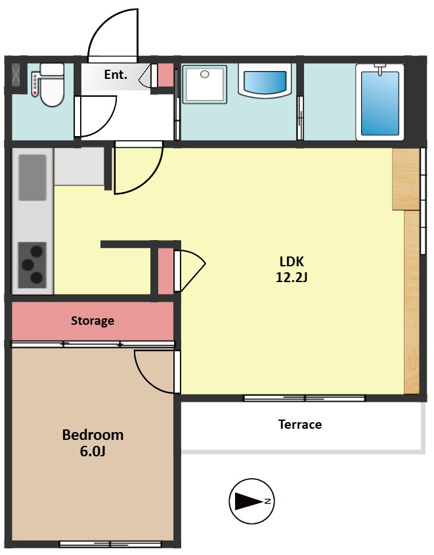 【間取り】 | コート徳川山 | ゆとりある広さの1LDK！