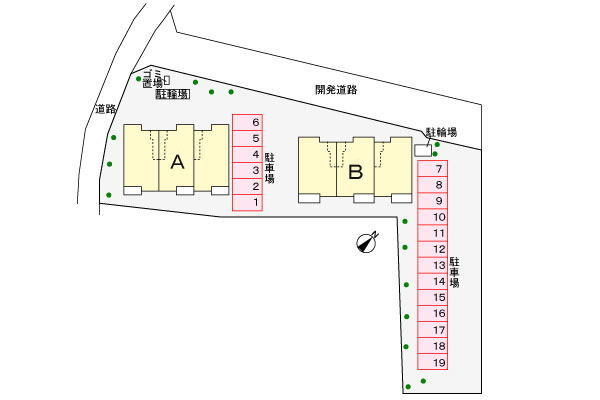 シティフォレスト米ノ城Aの区画図