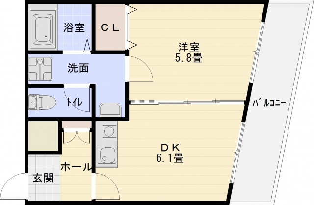 コンチェルトの間取り|法善寺駅　1LDK　1DK　学生マンション　楽器可能　オートロック