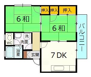 広島市安佐北区落合５丁目のアパートの間取り
