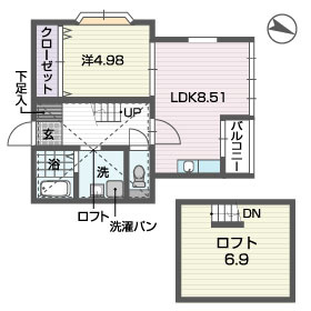 アレッタ平尾の間取り|アレッタ平尾（1LDK+ロフト）　間取り