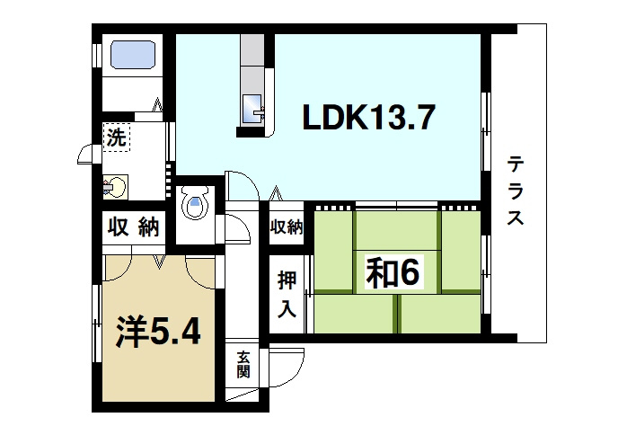 ラフィナートＢ・Ｃの間取り|2LDKです