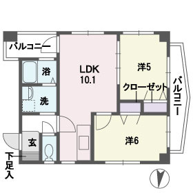 フォルセティ博多の間取り|フォルセティ博多（2LDK）　間取り