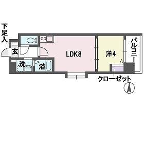 アミューゼ博多の間取り|アミューゼ博多（1LDK）　間取り