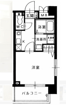 アブレスト大濠公園の間取り|アブレスト大濠公園（１R）　間取り