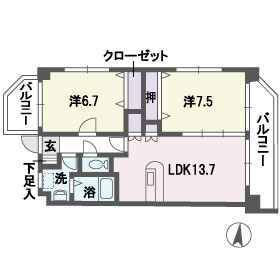グリーンウインズ　の間取り|グリーンウインズ（2LDK）　間取り