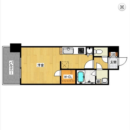 アソシアグロッツォ・クアトロ博多の間取り|アソシアグロッツォ・クアトロ博多(1K)　間取り