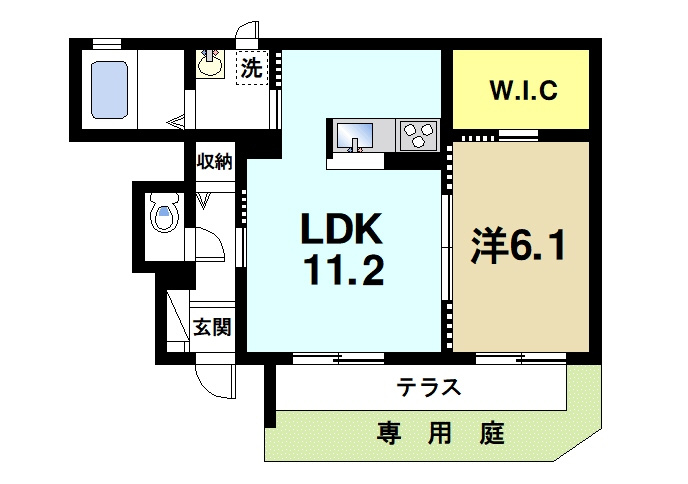 グレイシャス春日の間取り|ゆったりと暮らせる1LDKの間取りです。