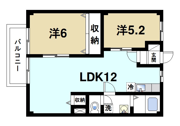 サニーコート東館の間取り|2LDKの間取りです