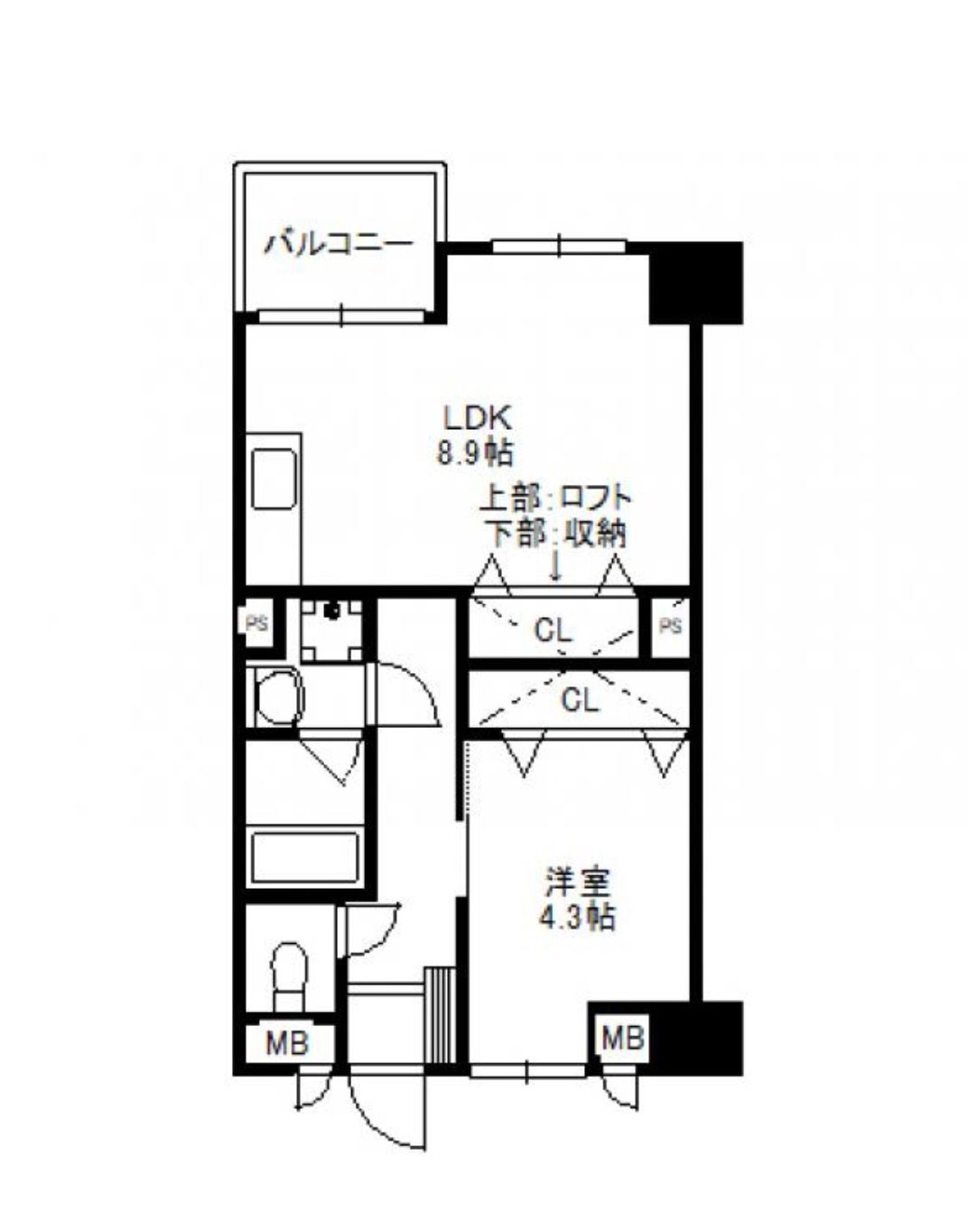 ファインポートB館の間取り|ファインポートB館（1LDK）間取り