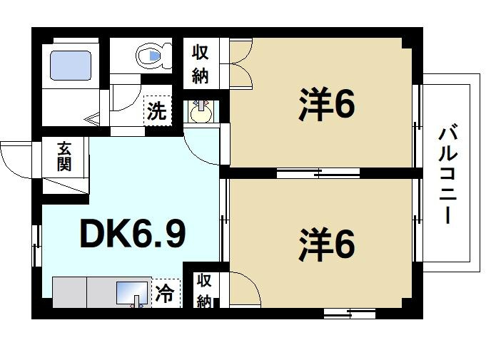 シャトレー富堂の間取り|2LDKの間取りです