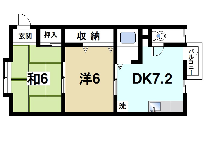 リバーサイド100の間取り|2DKのお部屋です