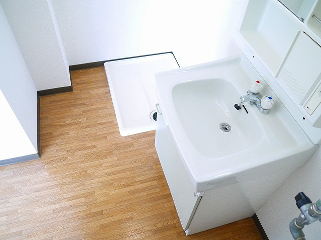 阪和阪手ドミールＡの洗面所|スペースが確保できる洗面所です