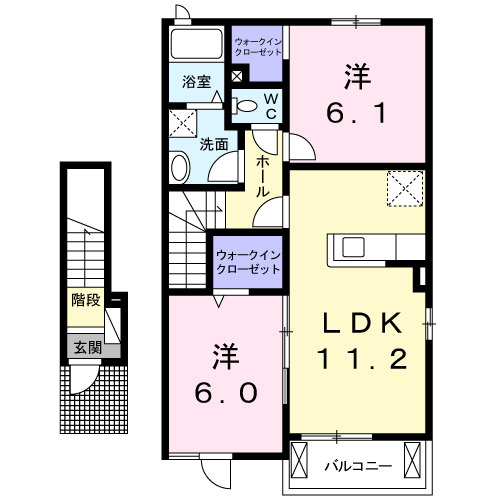 【間取り】 | ウエストＭ　２