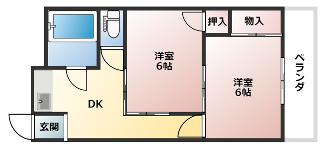 【間取り】 | ラルーチェ光南Ⅰ | ２ＤＫ