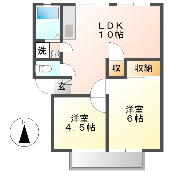 倉敷市酒津のアパートの間取り