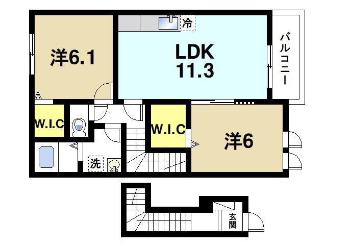 カーサ・セレノ　Ⅱの間取り|2LDKです