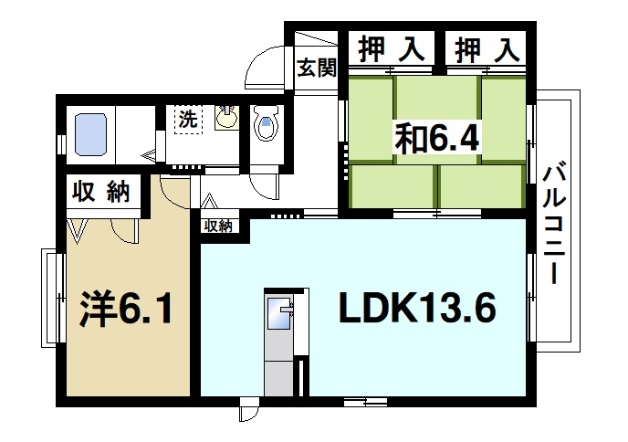 クレストタウンの間取り|ファミリーさんにオススメの２LDKの間取りです。