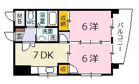 広島市安佐北区落合１丁目の賃貸マンションの間取り