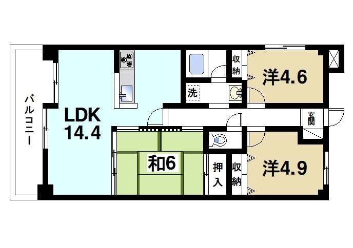 パストラーレ天理の間取り|ファミリーさんにオススメの3LDKのお部屋です
