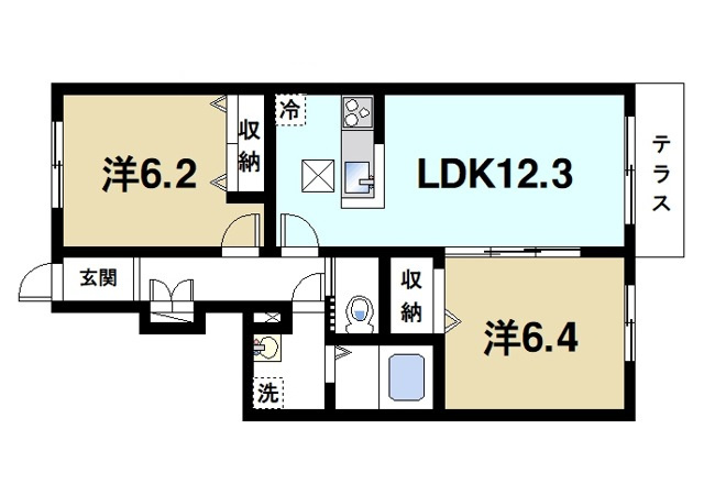 Ｖｉｖａｃｅの間取り|ゆったりと暮らせる2LDKの間取りです。