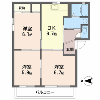 【間取り】 | グリーングラスＡ，Ｂ