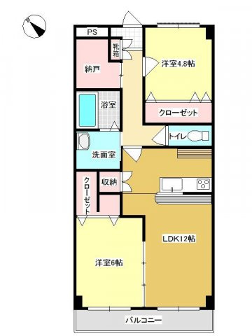 グリーンハイツ輝国の間取り|グリーンハイツ輝国（2ＬＤＫ）　間取り