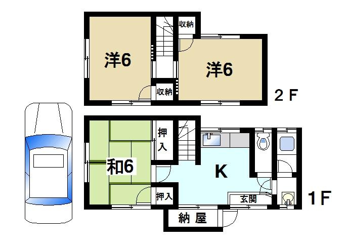 堀内貸家（尼辻南町５－２２）の間取り|家族でゆったりと暮らすことができます