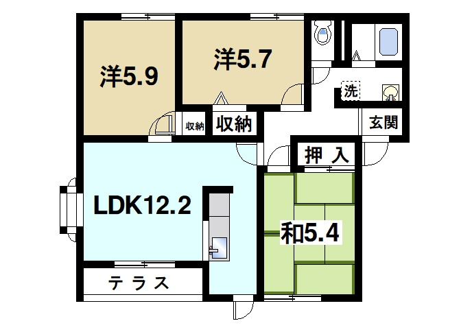 スリーゼハイツＢの間取り