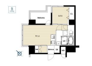 ヴォラーレ　アクア　プレイスの間取り|ヴォラーレ　アクア　プレイス(1LDK)　間取り