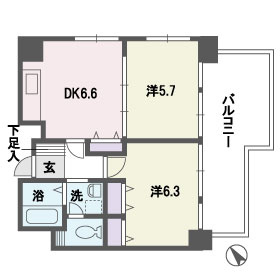 アミューゼ高砂の間取り|アミューゼ高砂（2DK）　間取り