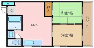 【間取り】 | 新光永住 | 新しく生活を始めるのに、広々２DKはいかがでしょう。